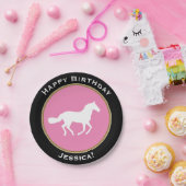 名前の白馬のシルエットのハッピーバースデー ペーパープレート (パーティー)