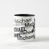 名前の白黒パターンを作成する マグカップ (中央)