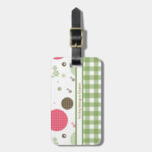 名前の粋でかわいいギンガムの水玉模様 ラゲッジタグ (正面縦)