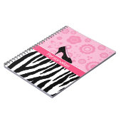 名前の粋なシマウマのガーリーなピンクの靴 ノートブック (左側)