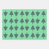 名前の素朴付いたクリスマスツリーのパターン緑 ラッピングペーパーシート (正面3)