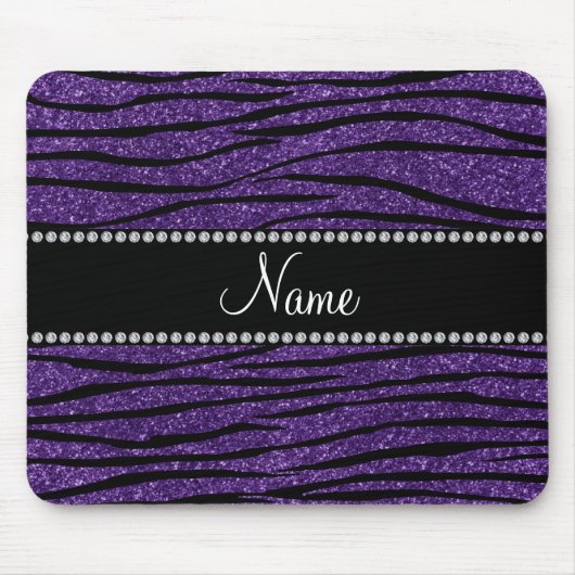 名前の紫のグリッター縞 マウスパッド (正面)
