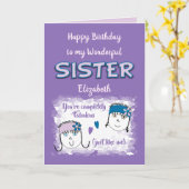 名前の紫の素晴らしい妹 カード (黄色い花)
