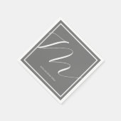 名前の組み合わせエレガントモノグラムのグレー スタンダードカクテルナプキン (角)