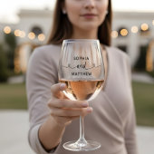 名前の組み合わせスクリプトモダンハート結婚 ステムなしワイングラス