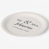 名前の結婚アンパサンド・カップルのパーソナライズ ペーパープレート (アングル)