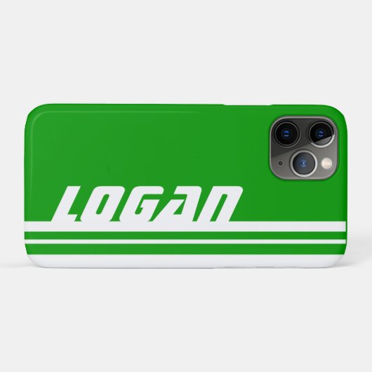 名前の緑と白のストライプスポーツ Case-Mate iPhoneケース (裏面(横))