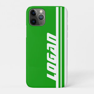 名前の緑と白のストライプスポーツ iPhone 11 PROケース