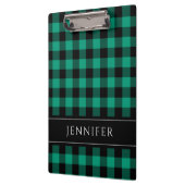 名前の緑と黒のチェックPlaid Gingham Pattern クリップボード (左)