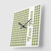 名前の緑のサファリの点 スクエア壁時計 (傾斜)