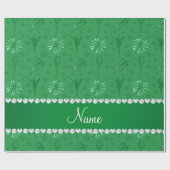 名前の緑のチアリーティングポンポンのブルホーン星 ラッピングペーパー (フラット)