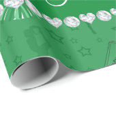 名前の緑のチアリーティングポンポンのブルホーン星 ラッピングペーパー (ロールコーナー)