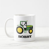名前の緑のトラクターのマグ コーヒーマグカップ (左)