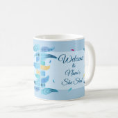 名前の編集文字彼女はBoho Blue Featherを流した コーヒーマグカップ (正面右)