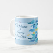名前の編集文字彼女はBoho Blue Featherを流した コーヒーマグカップ (正面左)