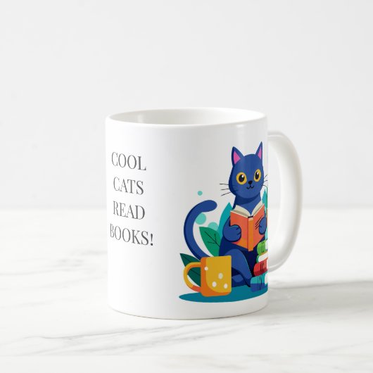 名前の編集Cats クール Books読のカスタマイズ コーヒーマグカップ (正面右)