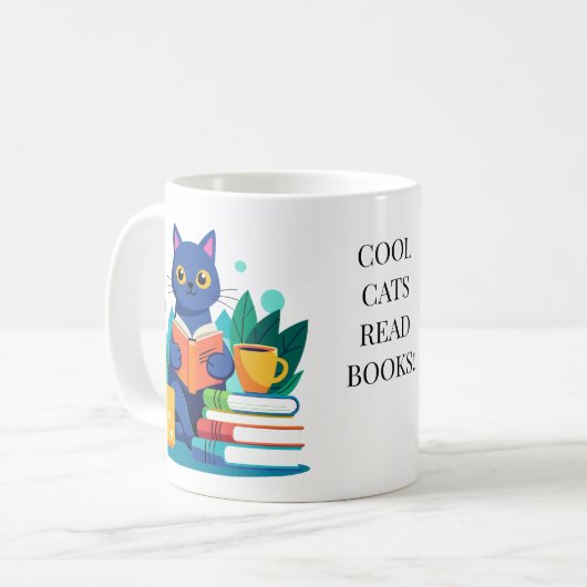 名前の編集Cats クール Books読のカスタマイズ コーヒーマグカップ (正面左)