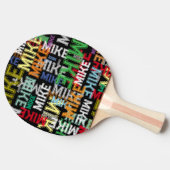 名前の繰り返しクールタイポグラフィパターン 卓球ラケット (横)