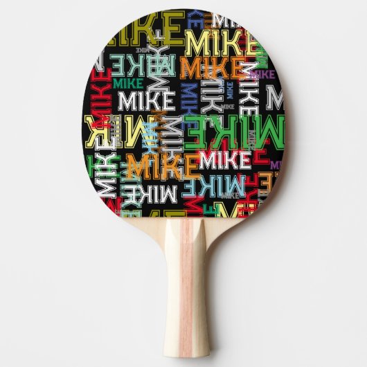 名前の繰り返しクールタイポグラフィパターン 卓球ラケット (正面)