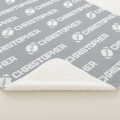 名前の繰り返しサッカーの夢グレー シェルパブランケット (3/4)