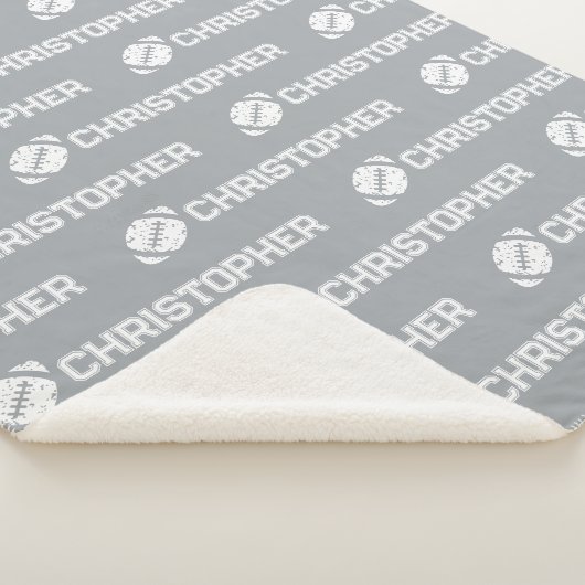 名前の繰り返しサッカーの夢グレー シェルパブランケット (3/4)