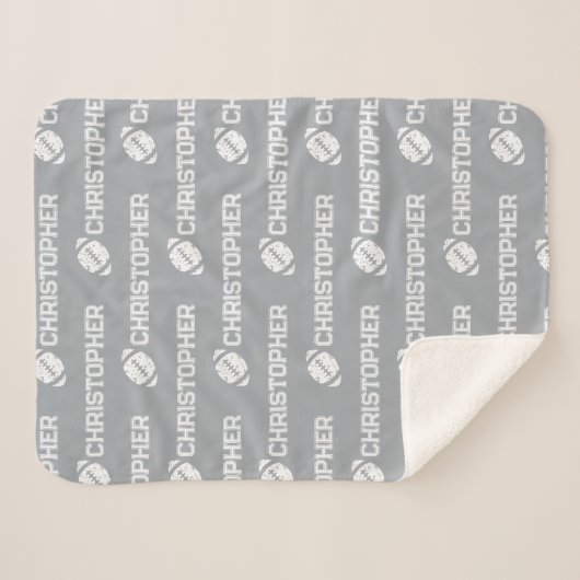 名前の繰り返しサッカーの夢グレー シェルパブランケット (正面(横))