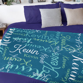 名前の繰り返しダークシーブルー フリースブランケット