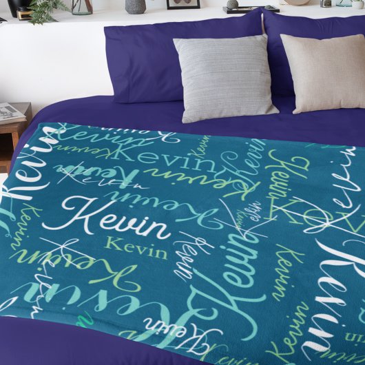 名前の繰り返しダークシーブルー フリースブランケット