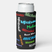 名前の繰り返し花婿介添人またはその他のカスタム文字 スリム缶クーラー (Seltzer正面)