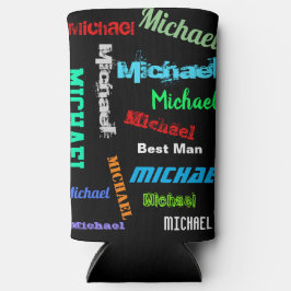 名前の繰り返し花婿介添人またはその他のカスタム文字 缶クーラー