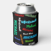 名前の繰り返し花婿介添人またはその他のカスタム文字 缶クーラー (缶裏面)
