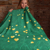 名前の繰り返し金ゴールドハートdark-emerald-green フリースブランケット