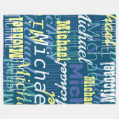 名前の繰り返し、カスタム色 フリースブランケット (正面(横))