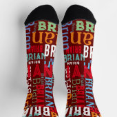 名前の繰り返し（暗赤色） ソックス (上部)