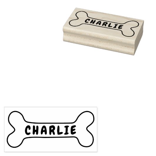 名前の署名パーソナライズされた付き犬の骨 ラバースタンプ (押印)