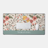名前の美しい鳥のフローラ デスクマット (キーボード&マウス)