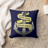 名前の航海のでカスタムなビーチハウスのいかり クッション (ブランケット)