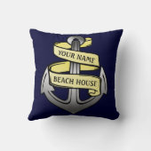 名前の航海のでカスタムなビーチハウスのいかり クッション (裏面)