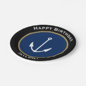 名前の航海のないかりのハッピーバースデー ペーパープレート (アングル)