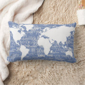 名前の良いパターン&青の世界地図 ランバークッション (ブランケット)
