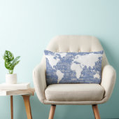 名前の良いパターン&青の世界地図 ランバークッション (椅子)