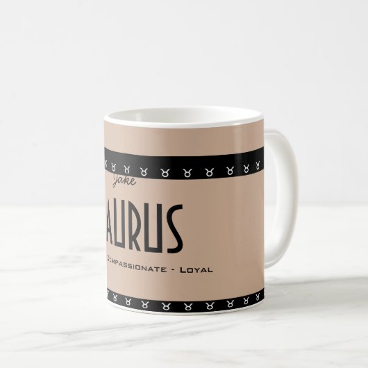 名前の色をカスタマイズするTAURUS誕生日〔占星術の〕十二宮図 コーヒーマグカップ (正面右)