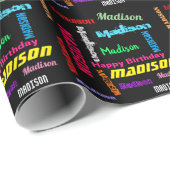 名前の色をパーソナライズはっきりしたハッピーバースデーギフト ラッピングペーパー (ロールコーナー)