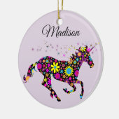 名前の花のユニコーンを個人化して下さい セラミックオーナメント (左)