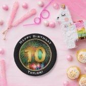 名前の花火の幸せな第10第10誕生日 ペーパープレート (パーティー)