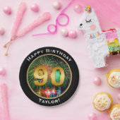 名前の花火のNinetieth第90誕生日 ペーパープレート (パーティー)