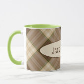 名前の茶色の格子模様のゴールデンレトリバー マグカップ (左)