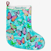 名前の蝶クリスマスのストッキング! ラージクリスマスストッキング (正面)