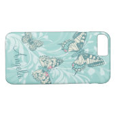 名前の蝶フローラティール(緑がかった色)の電話ケースの追加 Case-Mate iPhoneケース (裏面(横))