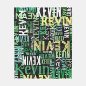 名前の複製都市スタイル黒 フリースブランケット (正面)